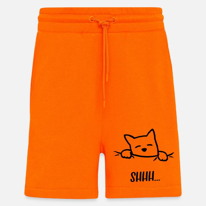 Chut ... le chat dort! - Short bio décontracté fabriqué en UE - SUNSET ORANGE