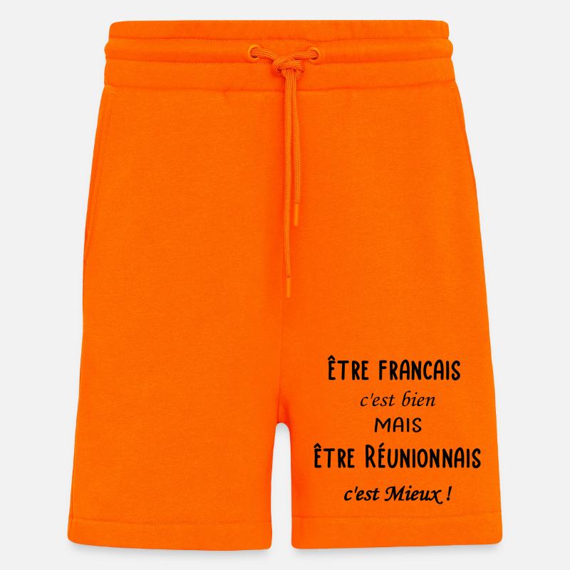 Etre Réunionnais c'est mieux - Short bio décontracté fabriqué en UE - SUNSET ORANGE