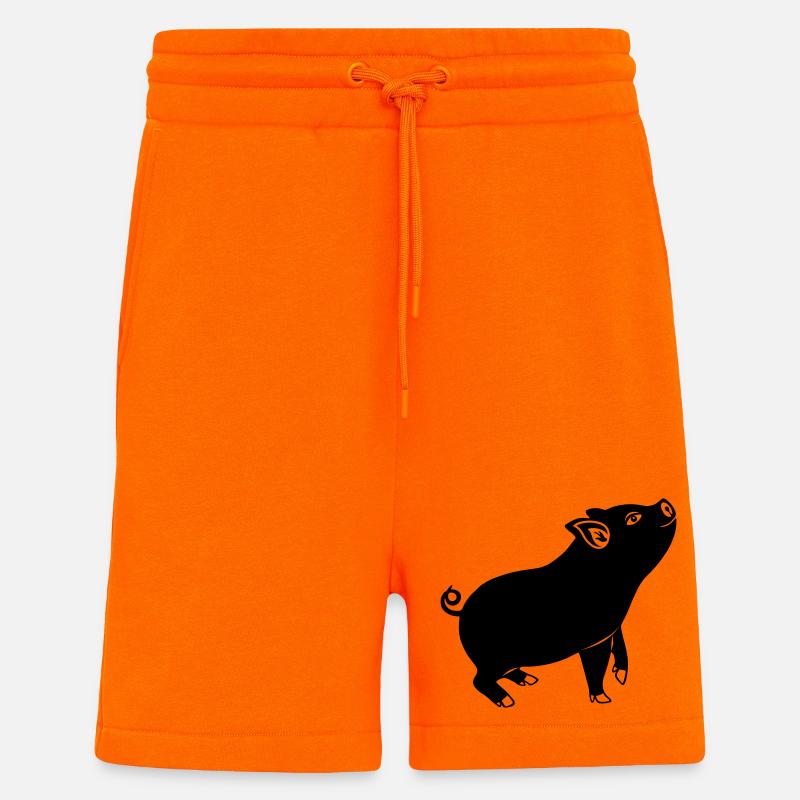 Pig emblem Shadow image - Shorts - made by SPREAD - SUNSET ORANGE
