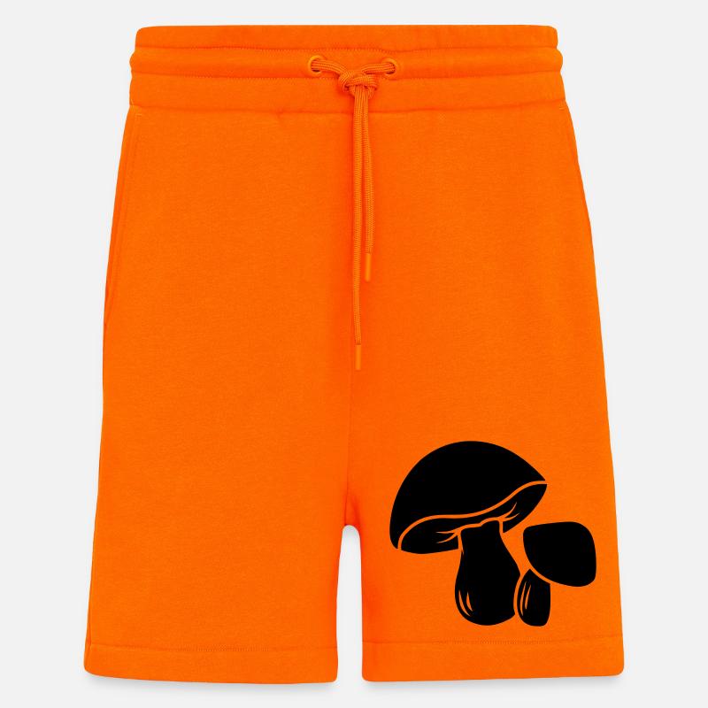Logo du champignon - Short bio décontracté fabriqué en UE - SUNSET ORANGE