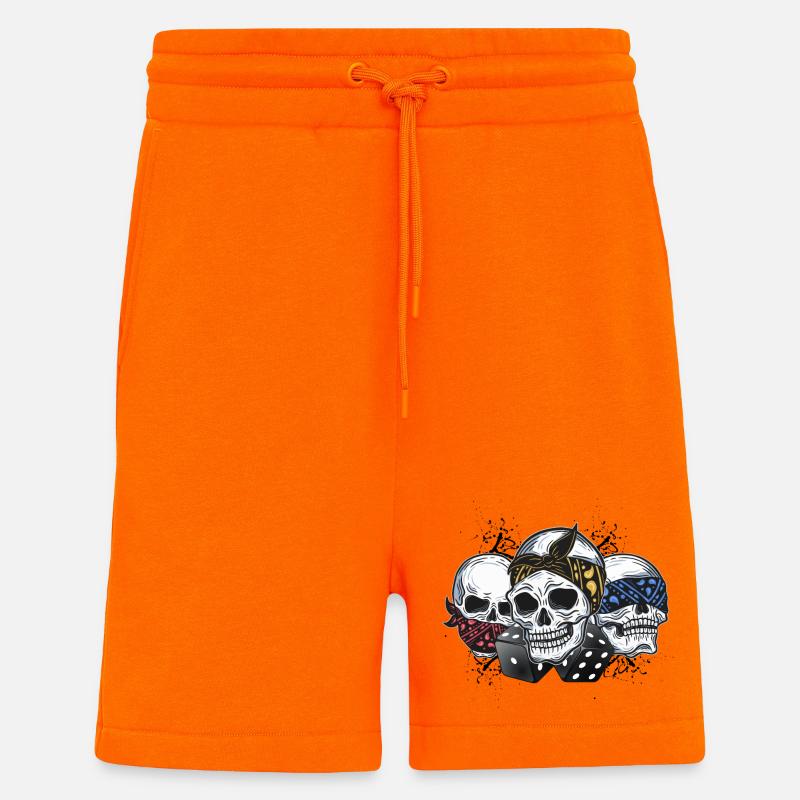 Des crânes avec bandana ! - Short bio décontracté fabriqué en UE - SUNSET ORANGE
