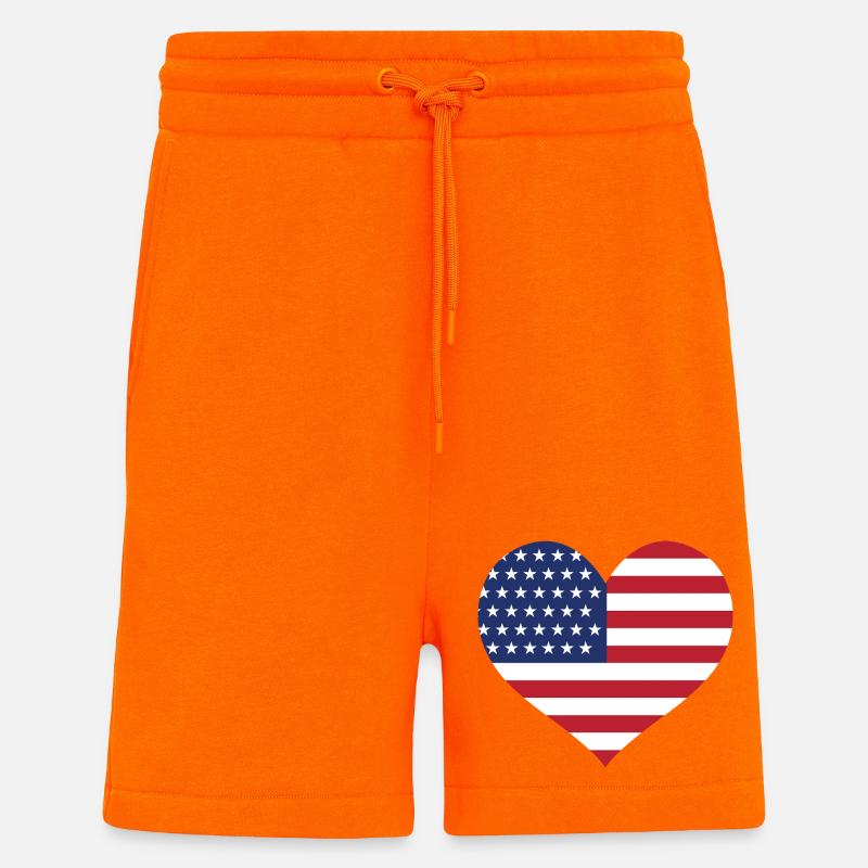USA Flagge Herz - Shorts - made by SPREAD - SUNSET ORANGE