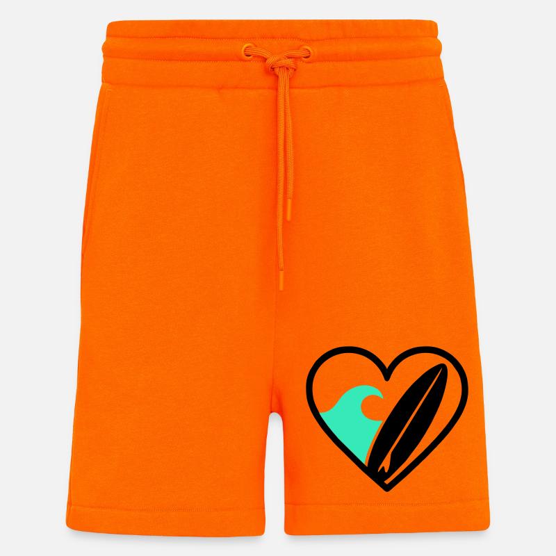 Surf Heart Wave Board Sea Summer - Shorts - made by SPREAD - SUNSET ORANGE