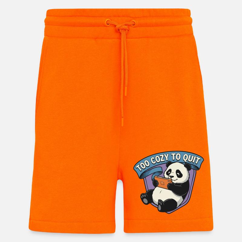 Trop confortable pour quitter Panda - Short bio décontracté fabriqué en UE - SUNSET ORANGE