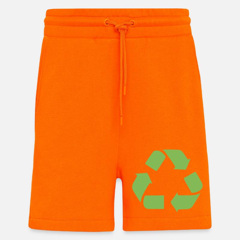 Icône de flèches de recyclage - Short bio décontracté fabriqué en UE - SUNSET ORANGE