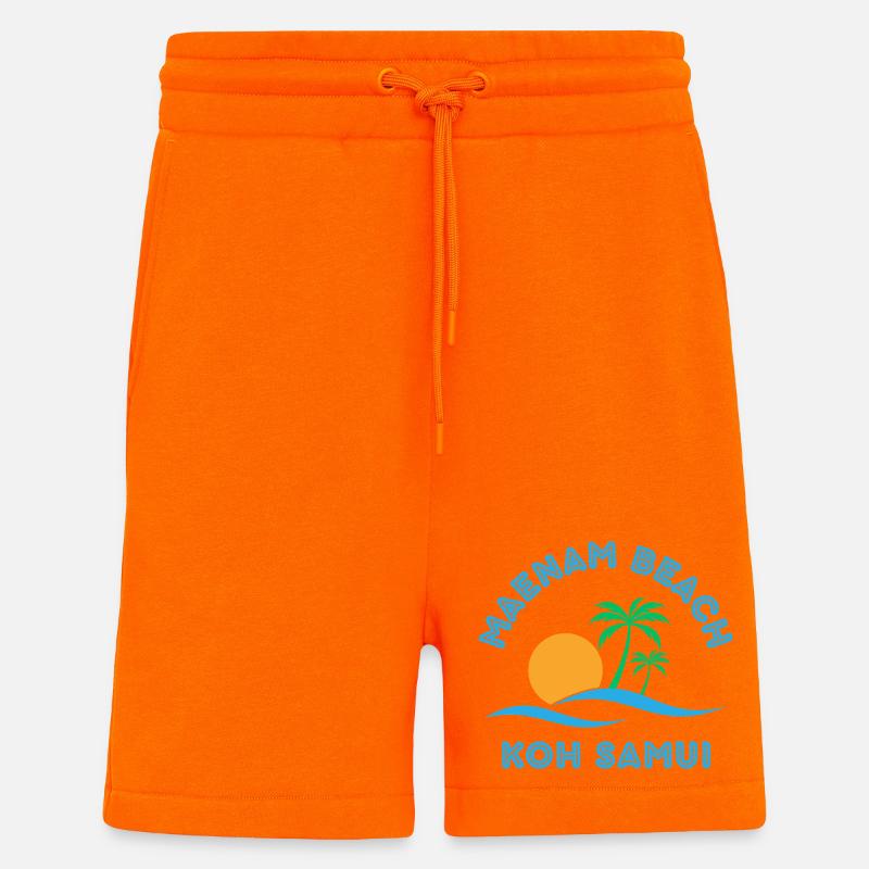 Plage de Mae Nam Koh Samui - Short bio décontracté fabriqué en UE - SUNSET ORANGE