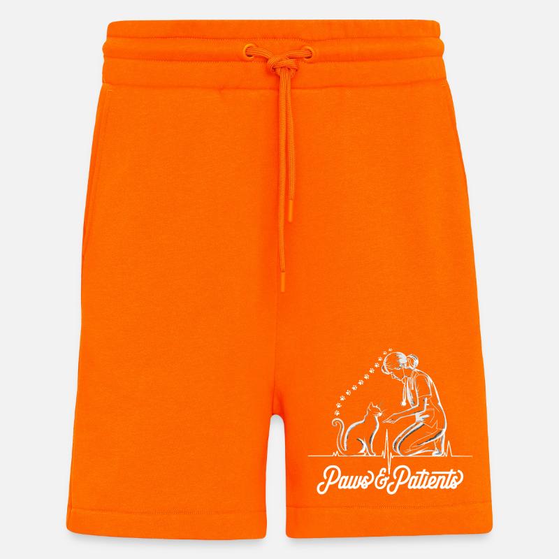 Pattes & Patients Vétérinaire Chat - Short bio décontracté fabriqué en UE - SUNSET ORANGE