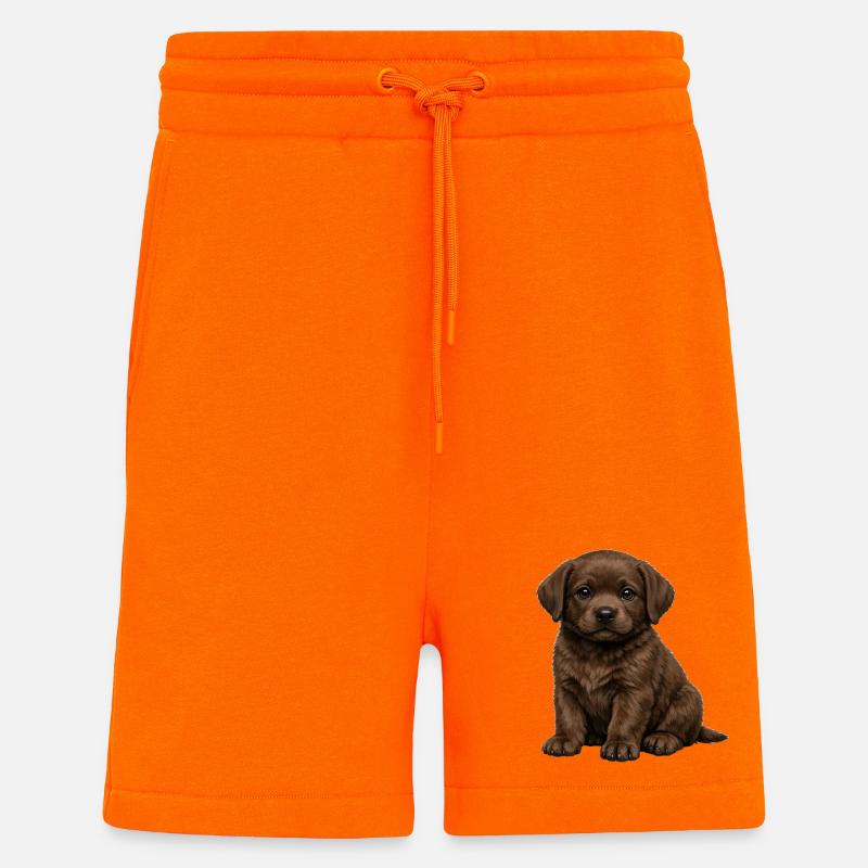 Chiot labrador chocolat - Short bio décontracté fabriqué en UE - SUNSET ORANGE