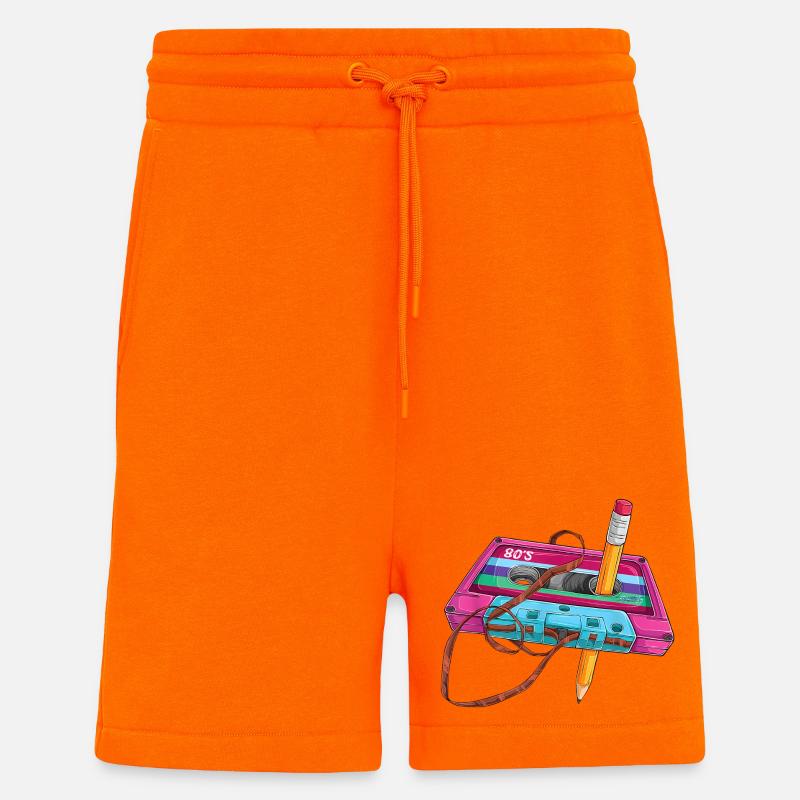 Stylo cassette des années 80 - Short bio décontracté fabriqué en UE - SUNSET ORANGE