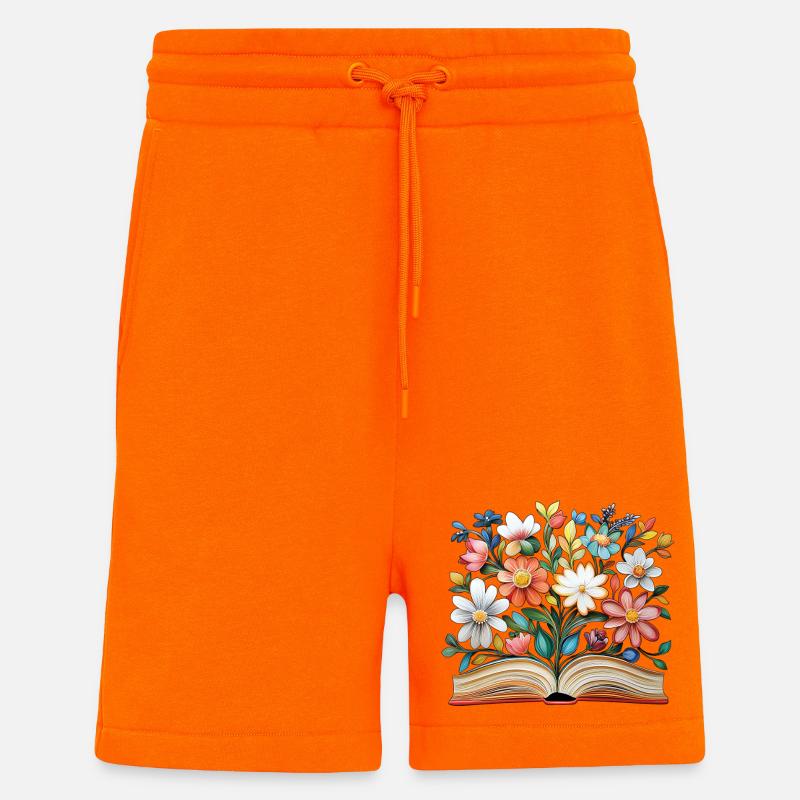 Livre fleuri - Short bio décontracté fabriqué en UE - SUNSET ORANGE