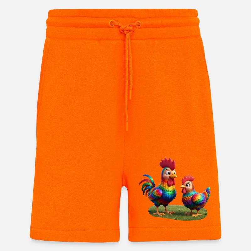 Coq avec poule - Short bio décontracté fabriqué en UE - SUNSET ORANGE