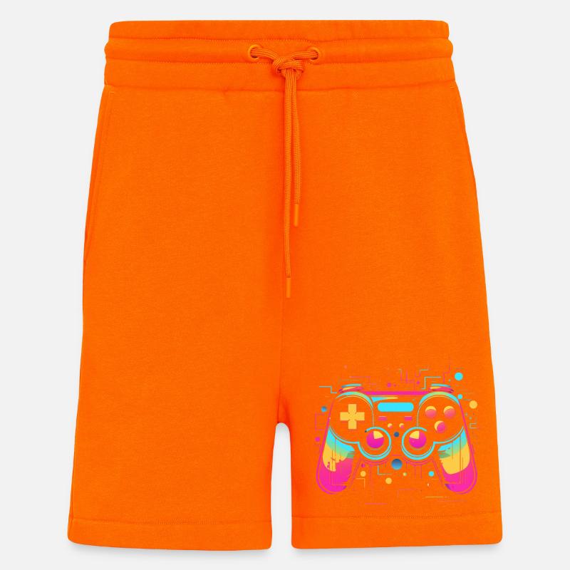 Game Controller Retrowave Look - Shorts - made by SPREAD - SUNSET ORANGE