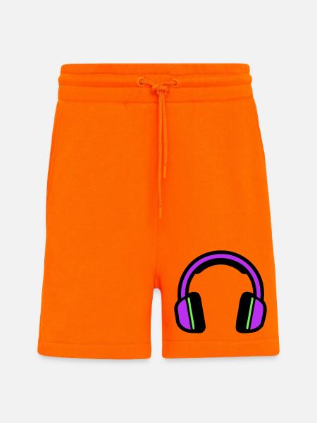 Silhouette musicale des écouteurs - Short bio décontracté fabriqué en UE - SUNSET ORANGE