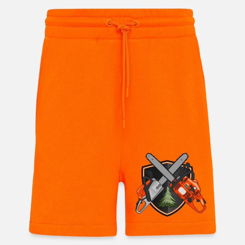 Chainsaws on shield - Shorts - made by SPREAD - SUNSET ORANGE