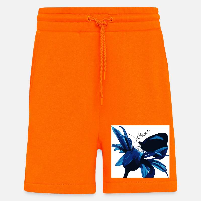 Blaues Blütenzauber mit Magic - Shorts - made by SPREAD - SUNSET ORANGE