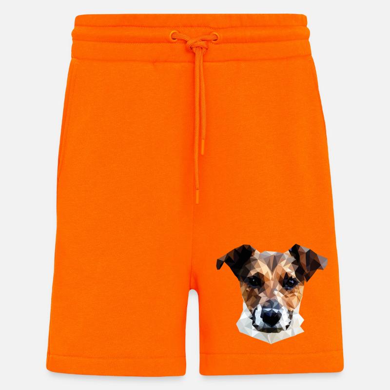 Jack Russell Terrier Chien Polygone - Short bio décontracté fabriqué en UE - SUNSET ORANGE