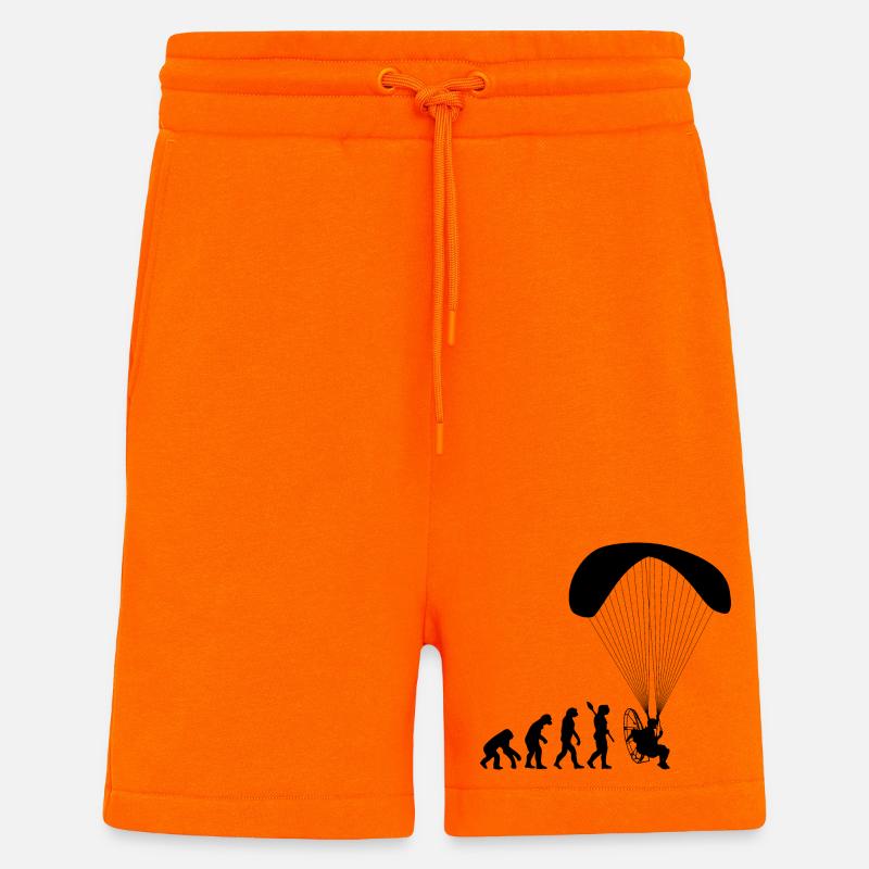 Paramoteur Évolution humaine drôle - Short bio décontracté fabriqué en UE - SUNSET ORANGE