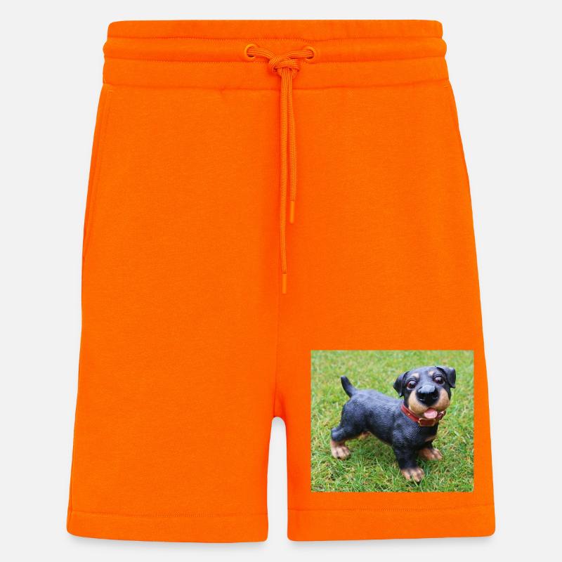 Mignon chiot teckel imprimé - Short bio décontracté fabriqué en UE - SUNSET ORANGE