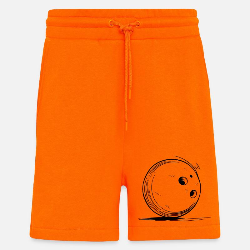 Dessin de boule de bowling - Short bio décontracté fabriqué en UE - SUNSET ORANGE