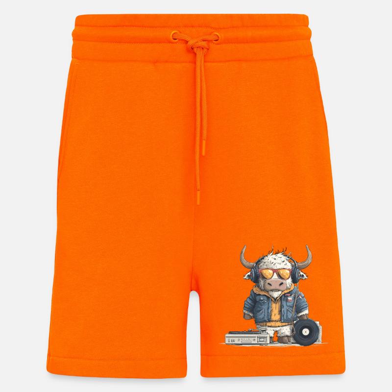 Stier DJ mit Kopfhörer - Shorts - made by SPREAD - SUNSET ORANGE