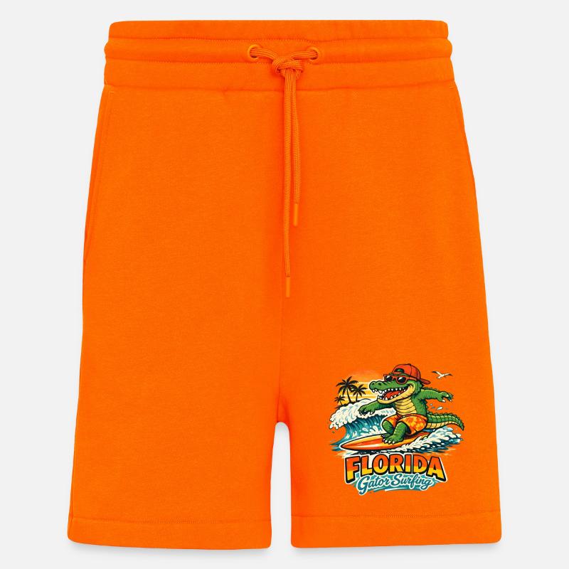 Alligator surfeur en Floride - Short bio décontracté fabriqué en UE - SUNSET ORANGE