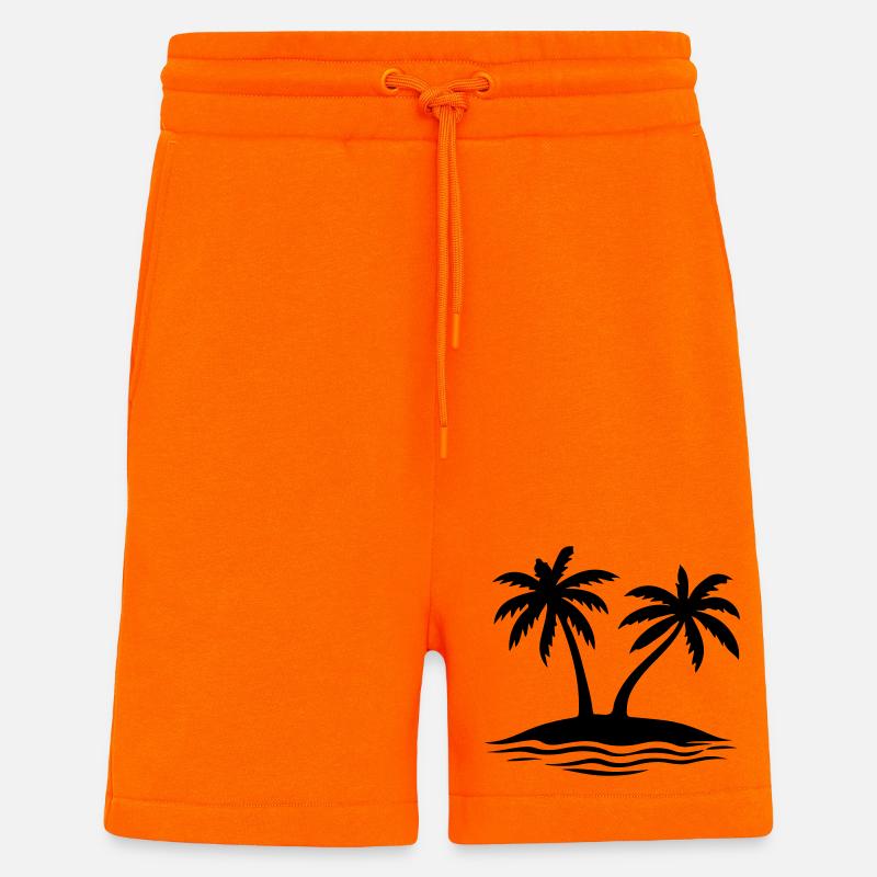 Île de la plage Palm Trees - Short bio décontracté fabriqué en UE - SUNSET ORANGE
