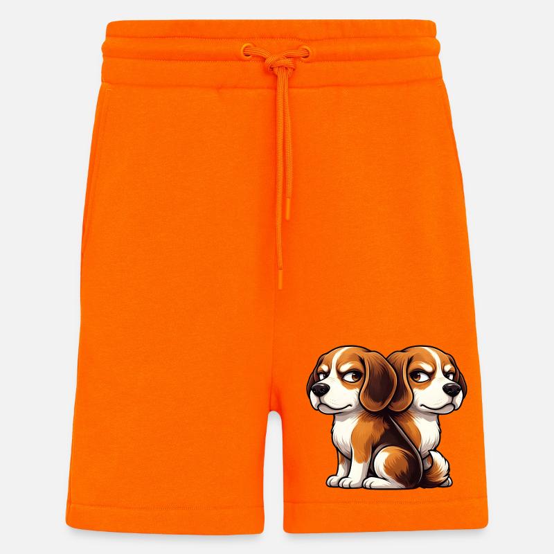 Amici Amici Gemelli Amici Cartoon Beagle Carini - Pantaloncini ecologici casual Made in UE - SUNSET ORANGE
