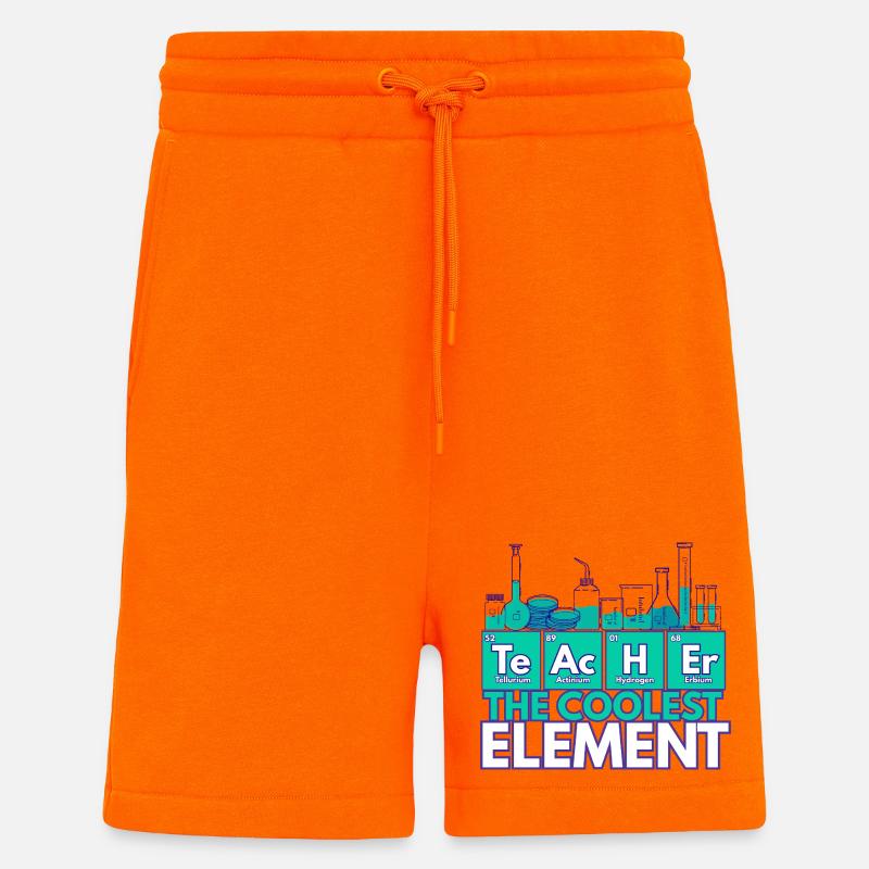 Professeur – L’élément le plus cool | Thème de la chimie - Short bio décontracté fabriqué en UE - SUNSET ORANGE
