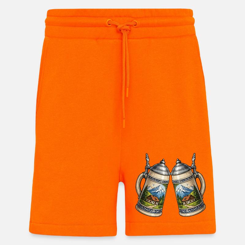 Alpenpanorama Bierkrüge Bier - Shorts - made by SPREAD - SUNSET ORANGE