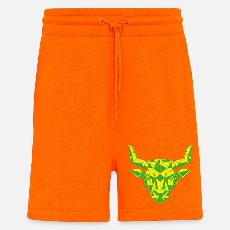 Signe géométrique de Taureau jaune vert - Short bio décontracté fabriqué en UE - SUNSET ORANGE