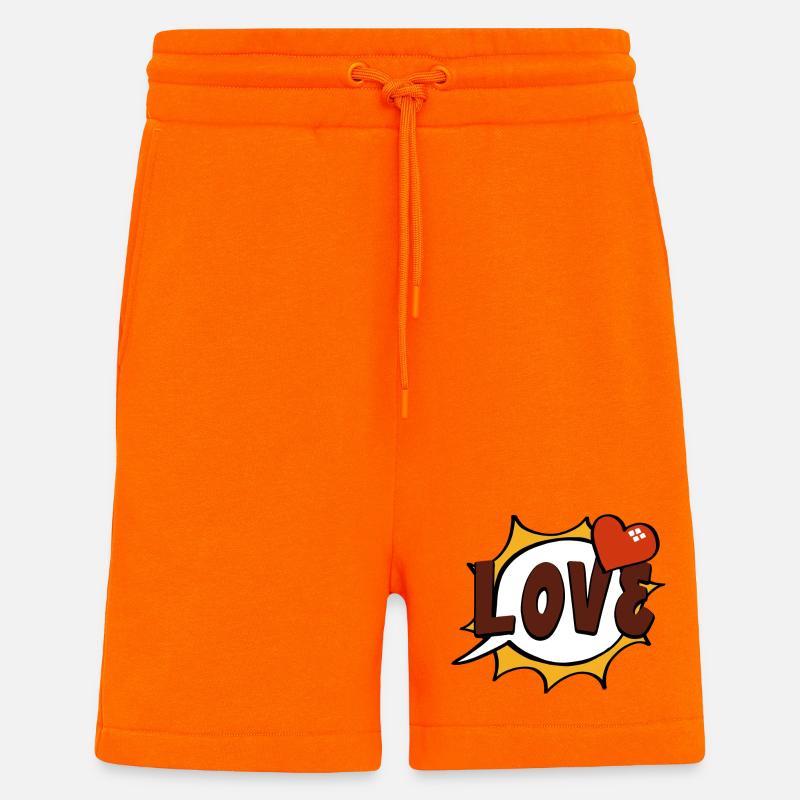 Amour Pop Art Speech Bubble - Short bio décontracté fabriqué en UE - SUNSET ORANGE