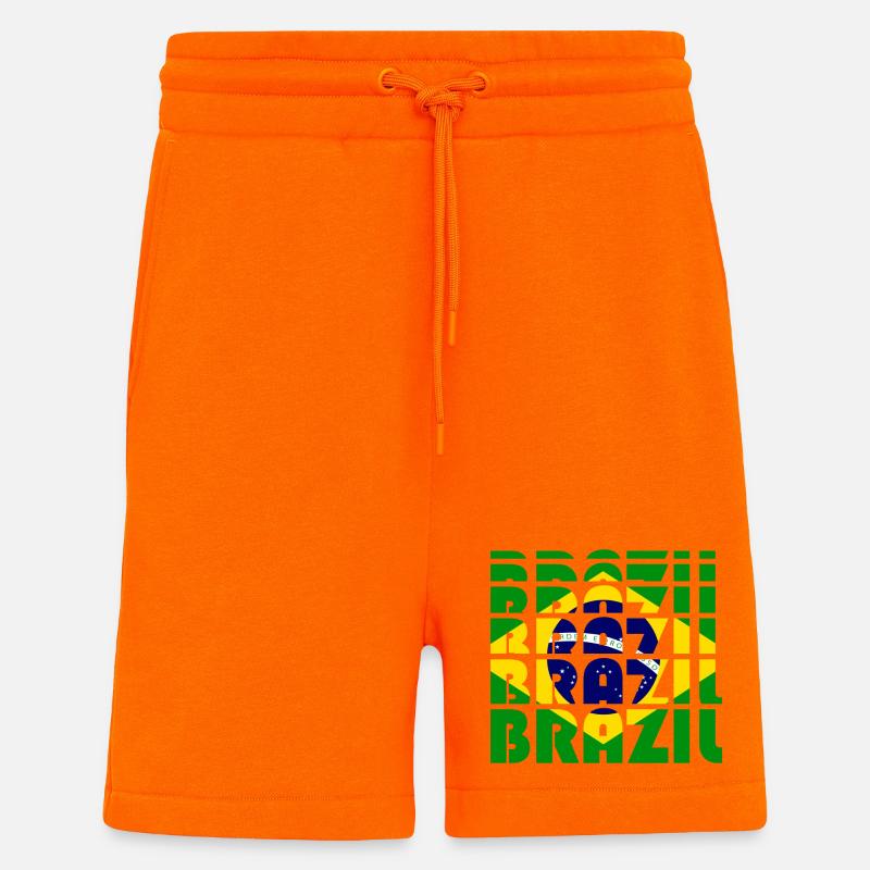 Brazil Flags Grid Pattern - Shorts - made by SPREAD - SUNSET ORANGE