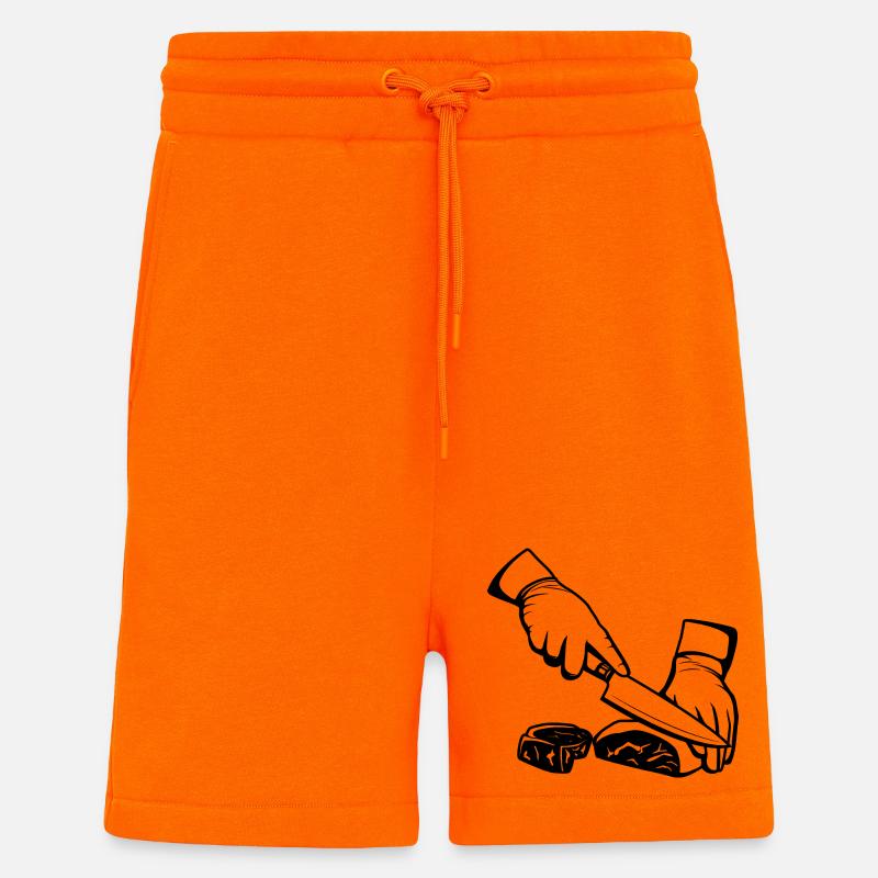 Découpe de la viande - Short bio décontracté fabriqué en UE - SUNSET ORANGE