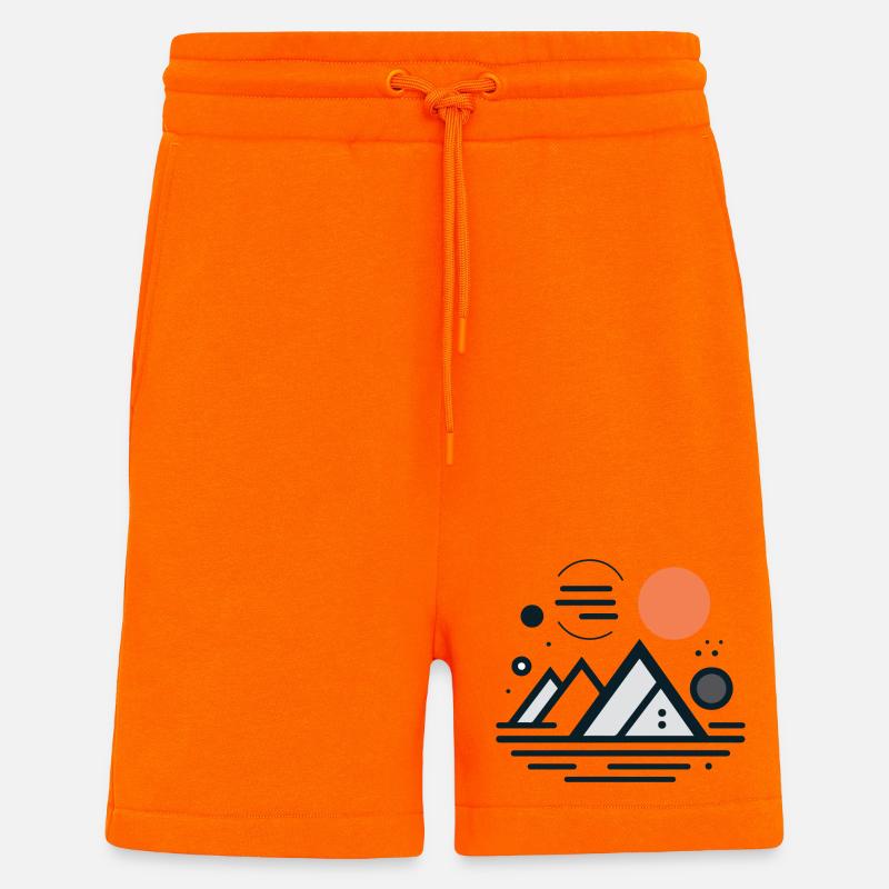 Montagnes - Short bio décontracté fabriqué en UE - SUNSET ORANGE