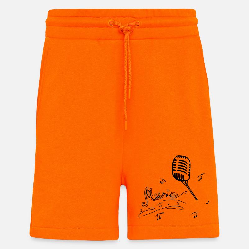 Retro Mikrofon mit Musiknoten - Shorts - made by SPREAD - SUNSET ORANGE