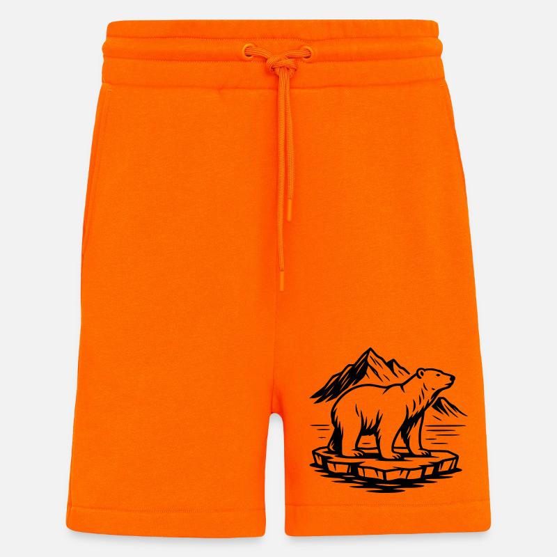 ours blanc - Short bio décontracté fabriqué en UE - SUNSET ORANGE