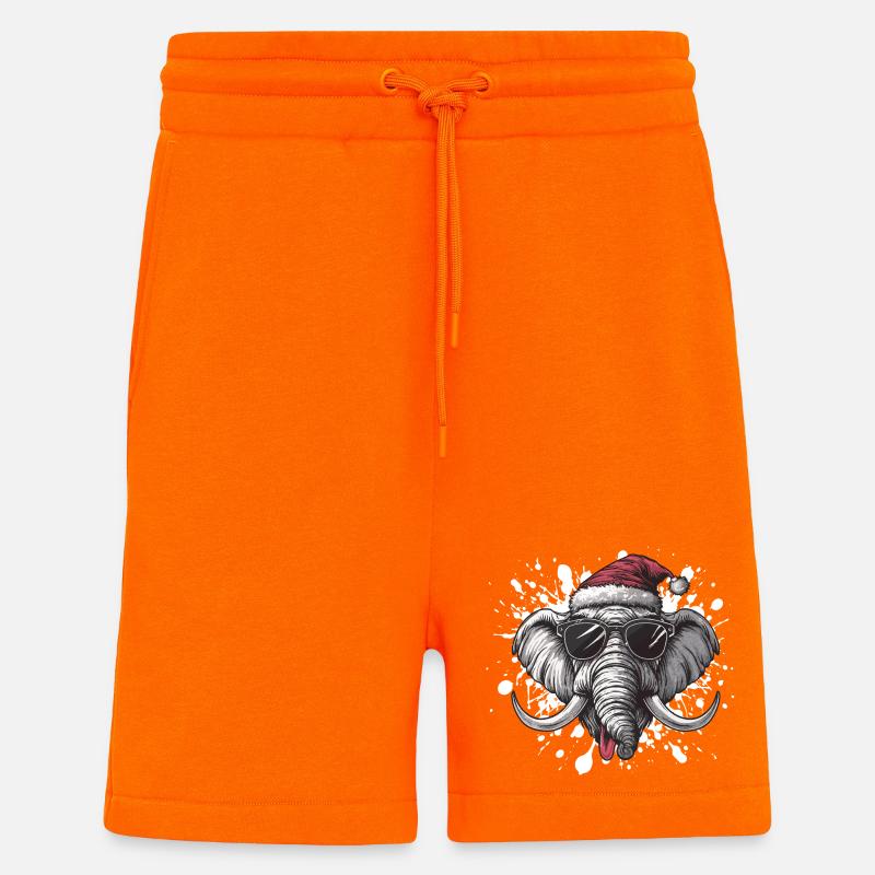 Mammouth Noël Drôle d’éléphant - Short bio décontracté fabriqué en UE - SUNSET ORANGE