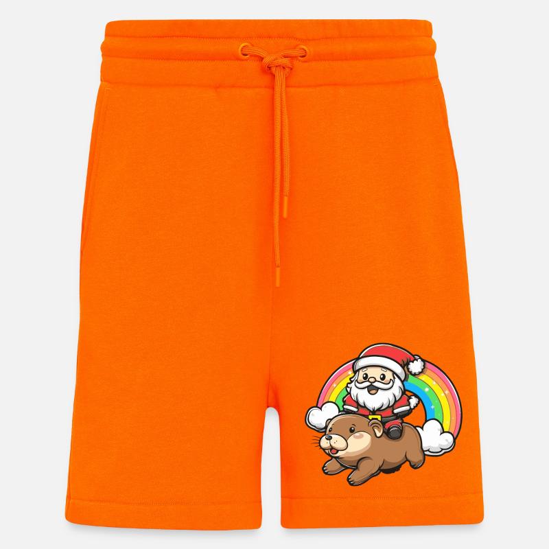 Noël du Père Noël castor - Short bio décontracté fabriqué en UE - SUNSET ORANGE