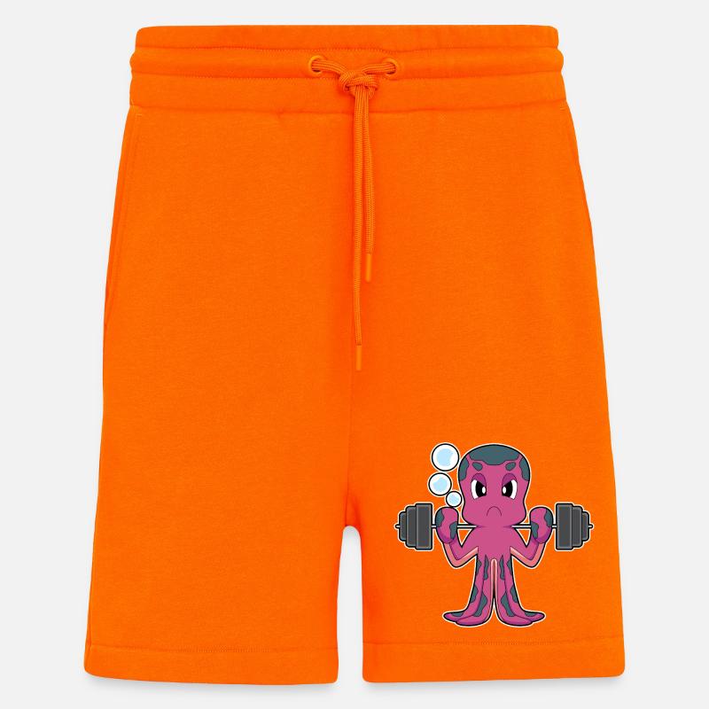 Bodybuilder Pieuvre Bodybuilder Barbell Bodybuilding - Short bio décontracté fabriqué en UE - SUNSET ORANGE