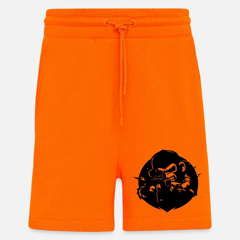 Monkey with Rifle - Shorts - made by SPREAD - SUNSET ORANGE