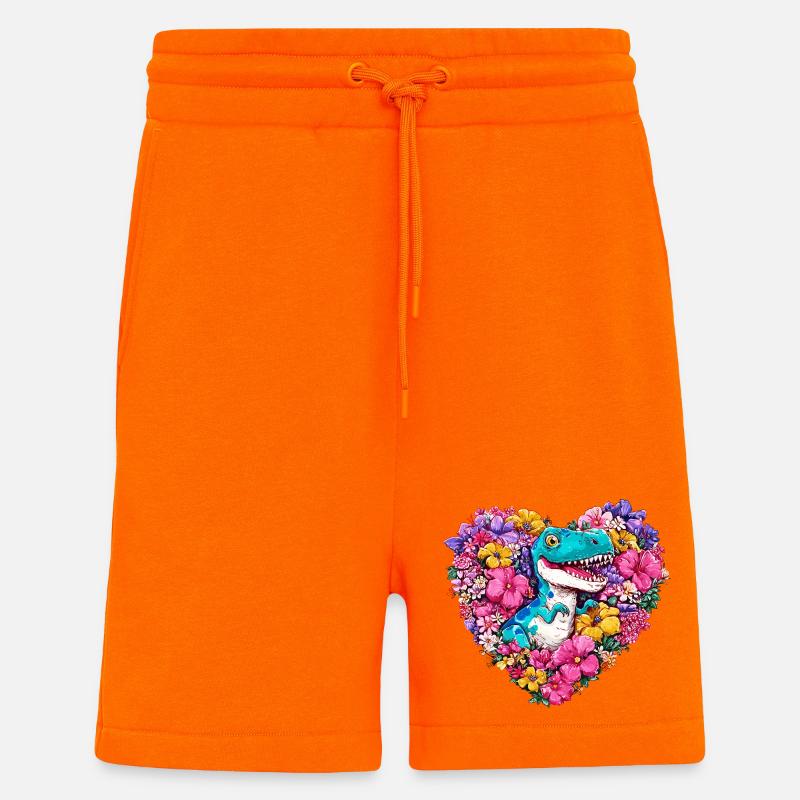 Cœur de Fleur de Dino - Short bio décontracté fabriqué en UE - SUNSET ORANGE