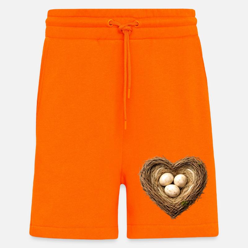 Herzförmiges Vogelnest mit Eiern - Shorts - made by SPREAD - SUNSET ORANGE