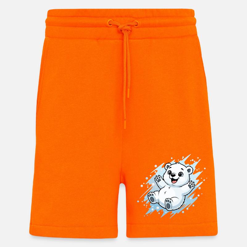 Joyeuse éclaboussure d’ours polaire - Short bio décontracté fabriqué en UE - SUNSET ORANGE
