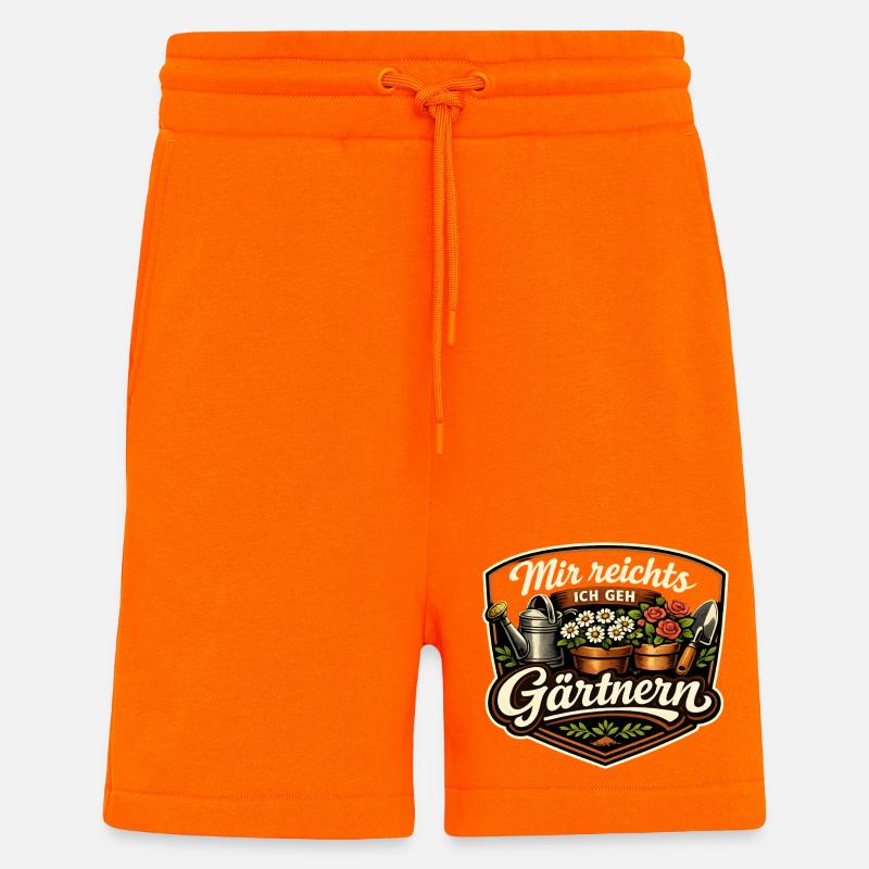 Gärtnern-Statement Badge - Shorts - made by SPREAD - SUNSET ORANGE