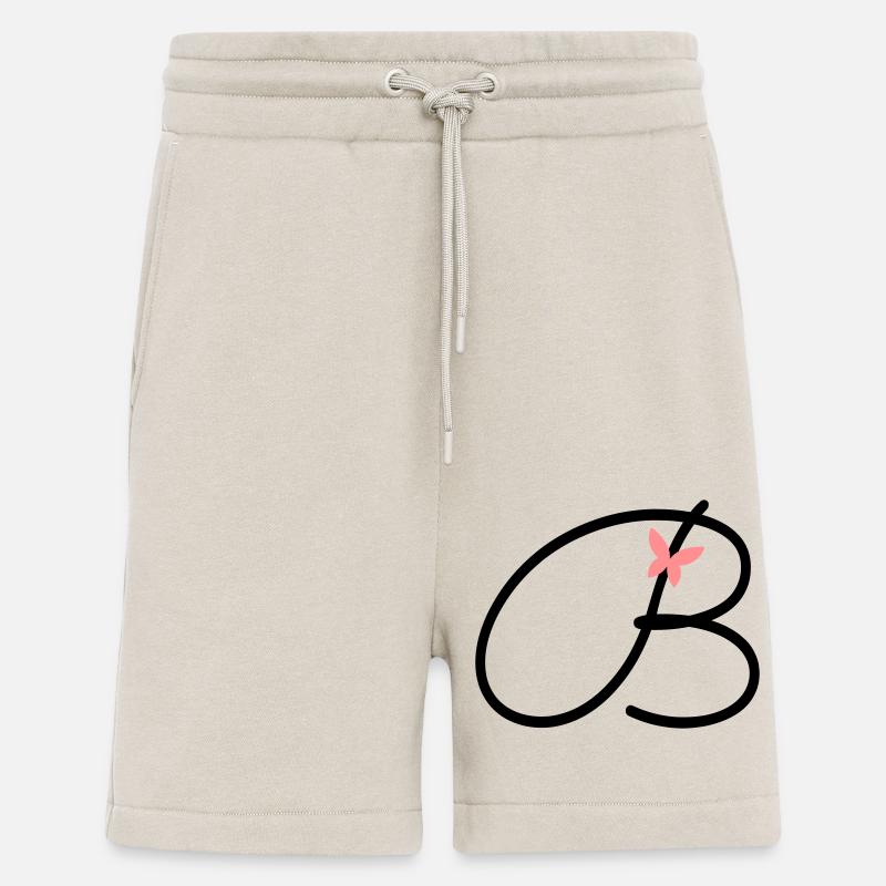 Lettre B Lettre initiale Papillon - Short bio décontracté fabriqué en UE - WARM CLAY