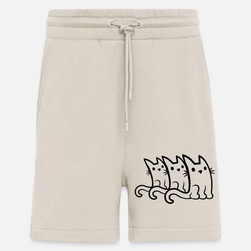 Équipe 3 chats mignons - Short bio décontracté fabriqué en UE - WARM CLAY