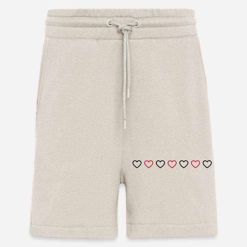 Ligne de symbole de cœurs - Short bio décontracté fabriqué en UE - WARM CLAY