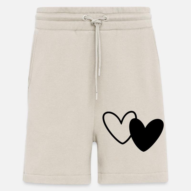 Deux Coeurs Noir Blanc - Short bio décontracté fabriqué en UE - WARM CLAY