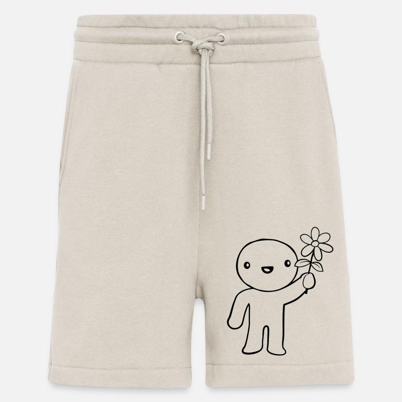 Mann zeigt Blume - Shorts - made by SPREAD - WARM CLAY