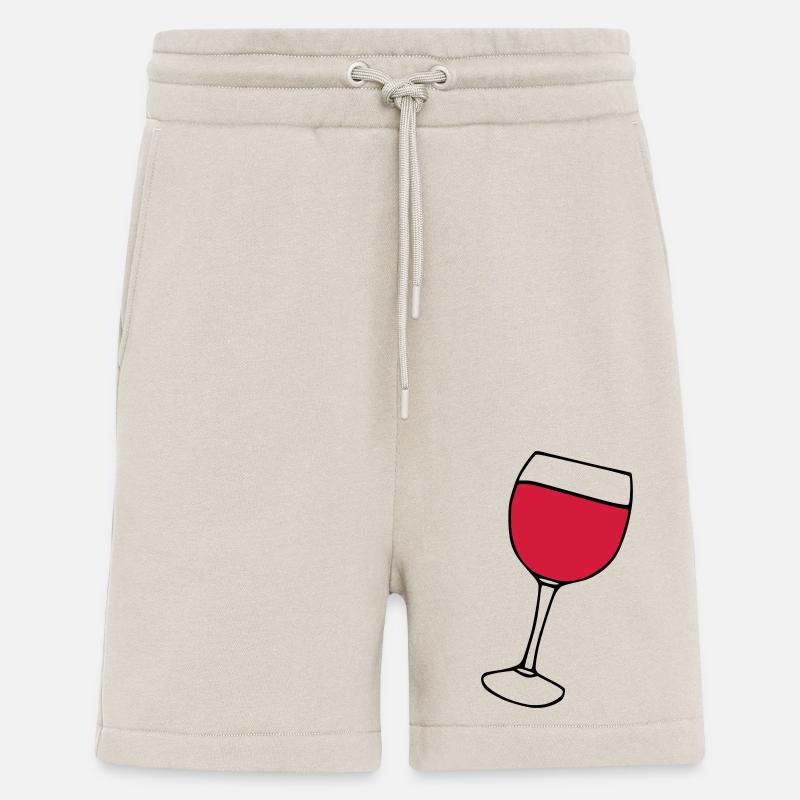 Vin rouge dans le verre - Short bio décontracté fabriqué en UE - WARM CLAY